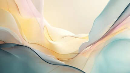 Soft Flowing Abstract Waves in Pastel Colors for Tranquil Design