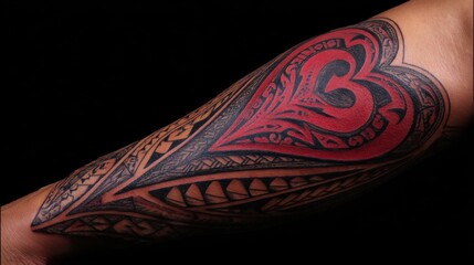 Intricate Tribal Tattoo Design on Forearm with Decorative Patterns
