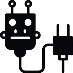 Obraz premium API Chatbot Icon with Plug and Socket Connection Vector Silhouette illustration