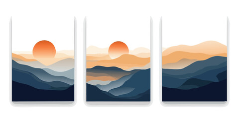 Three Abstract Mountain Landscapes