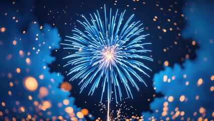 Fototapeta premium Blue Fireworks alongside an Abstract background
