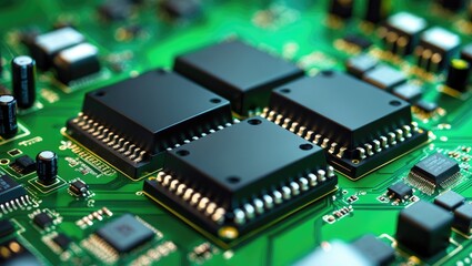 Obraz premium Close-up shot of an electronic circuit board. Macro.