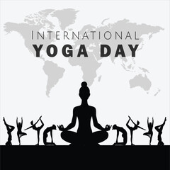 International Yoga Day. Meditation Practice and Body Posture exercise concept with yoga day vector