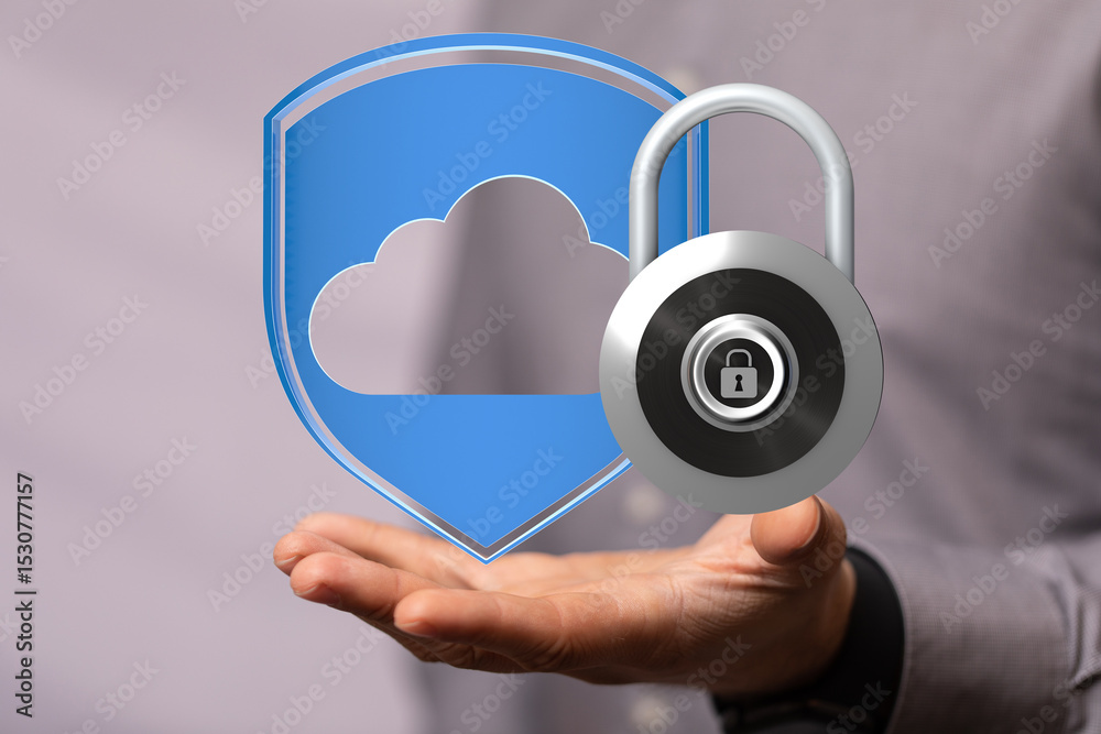 Poster Protecting your data in the cloud with advanced security measures and encryption.