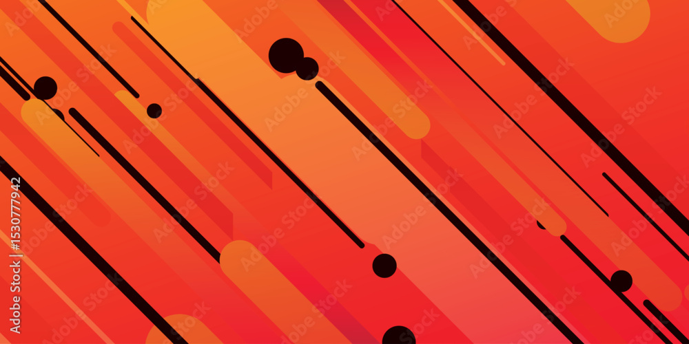 Wall mural abstract modern gradient background featuring diagonal lines and geometric shapes in a vibrant orang