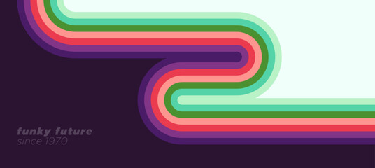 A simple, abstract retro design in 1970s style with colorful lines. Vector illustration.
