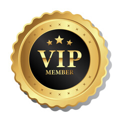 Golden VIP Member Badge. Exclusive Premium Vector Design. Luxury Gold Emblem for Elite Membership and Loyalty Programs