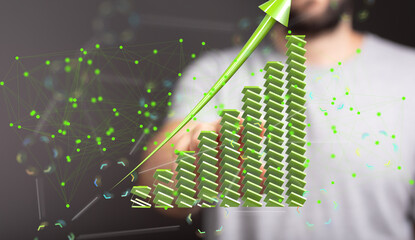 Visual representation of business growth, showing upward trend and profit increase.