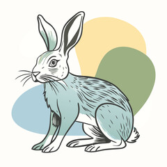 Obraz premium Elegant hare art displays detailed line work and a soft pastel color palette