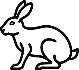 A stylized, black and white hare stands sideways, showcasing simplistic yet captivating line work