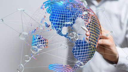 Abstract image of a digital globe with connections, representing global networking and...