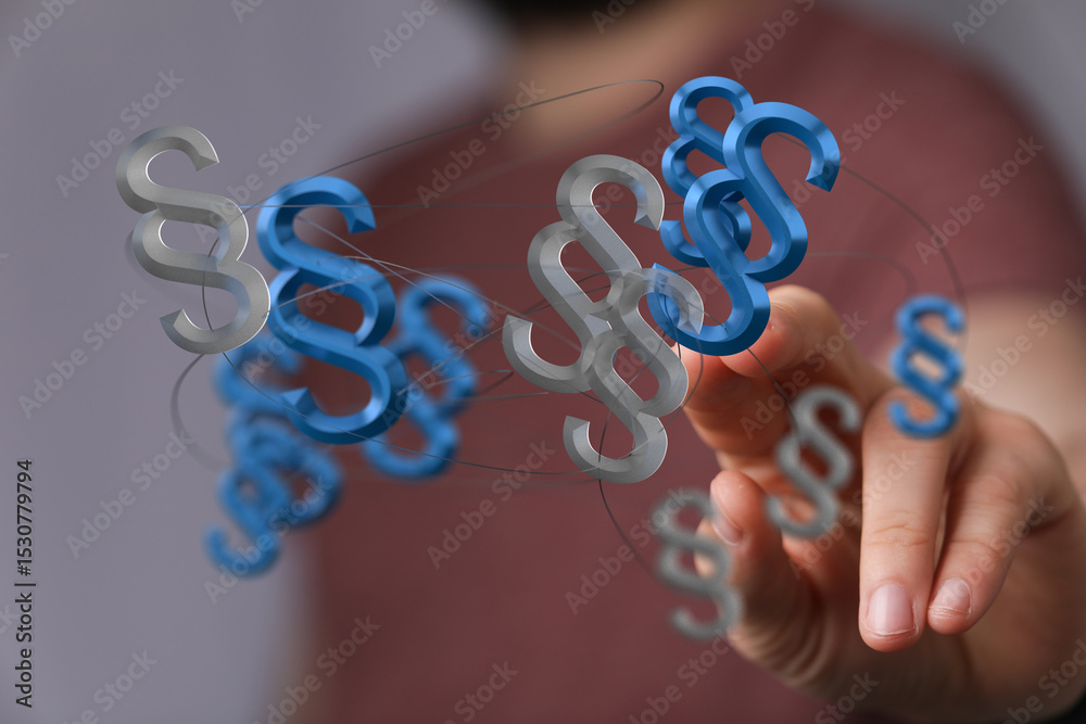 Poster Abstract image of interconnected paragraph symbols, representing legal networks and systems.