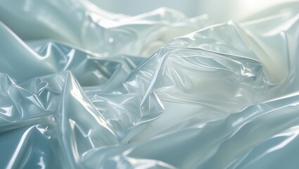 Obraz premium Full frame of crumpled transparent plastic sheet with a blurred texture.