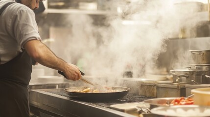 Chef cooking in a commercial kitchen