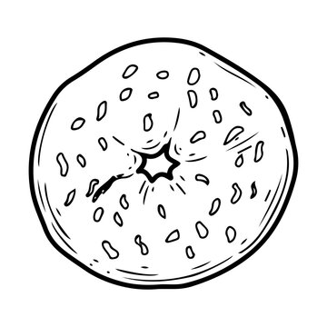 black and white bagel top view clip art preview