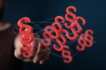 Abstract image of interconnected paragraph symbols, representing legal concepts, law, and...