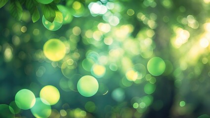 Obraz premium Blue Spring Sky and Fresh Green Trees Swaying in Breeze. Summer Blue Sky and Green Trees Moving in Wind. Bokeh.