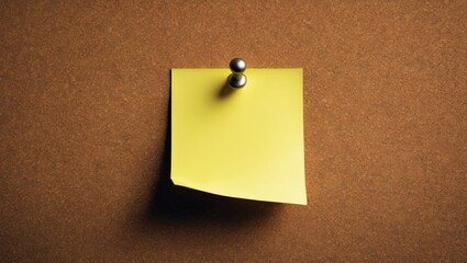 Blank sticky note attached to corkboard background.