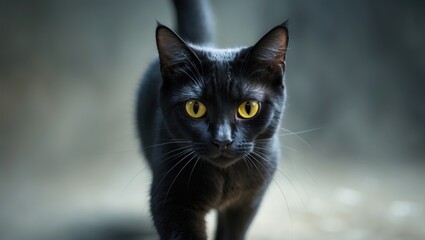 Cat emerging from the house, hunting mouse.