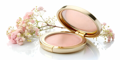Blush compact case with sponge and halal gold branding