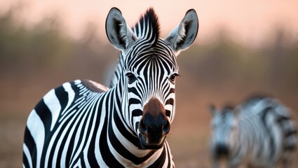 Naklejka premium Close-up of a Braying Zebra in the savannah of Etosha National Park in Namibia