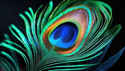 Obraz premium Close-up of an exquisite peacock feather.