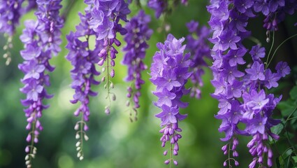 Obraz premium Detailed shot of spring blooming wisteria flowers.