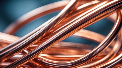 Close-up of coiled wires with a shiny surface, displaying an intricate overlapping pattern under warm lighting.