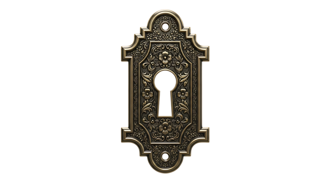 Ornate Keyhole Plate with Intricate Floral Design