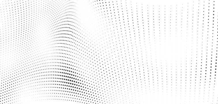 Wavy halftone curve pattern with fluid ripple effects and smooth spacing ideal for modern abstract designs vector backgrounds or clean monochrome art overlays