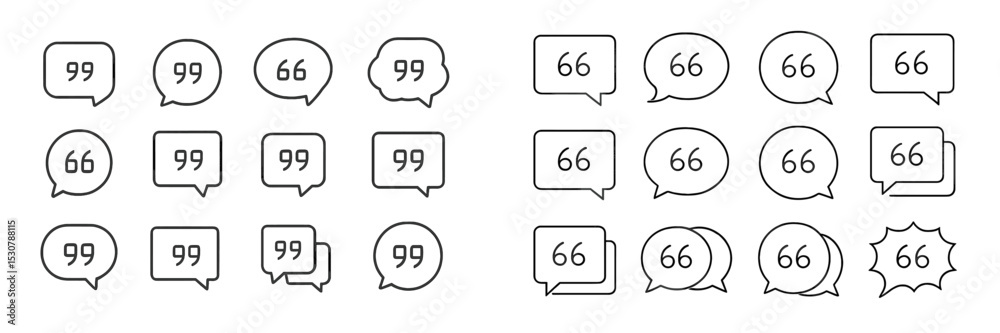 Aufkleber Speech bubbles display various numerical values in a simple black and white design for digital communication or graphic use
