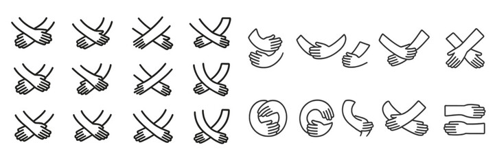 Fototapeta premium Various hand gestures symbolizing cooperation, connection, and communication in a simple graphic design