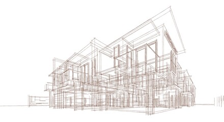 modern house sketch concept 3d illustration