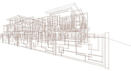 modern house sketch concept 3d illustration