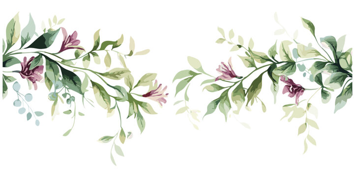 Floral border with golden greenery, botanical art, foliage frame, summer background, wedding invitation card, birthday celebration, vector illustration, elegant design, nature theme.