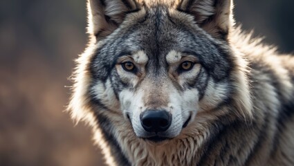 Obraz premium Detailed close-up of a male wolf (Canis lupus).