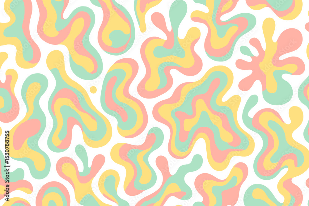 Aufkleber Colorful abstract pattern with wavy shapes and playful hues in a modern design setting