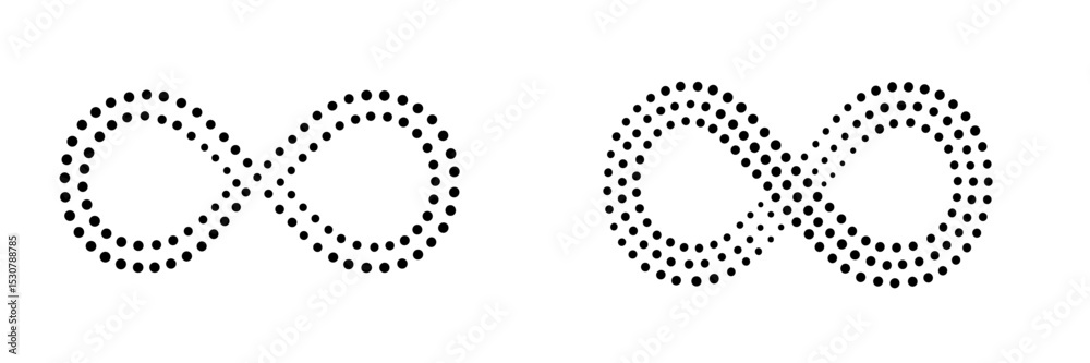 Poster Conceptual design of infinity symbols represented by dotted patterns in two variations
