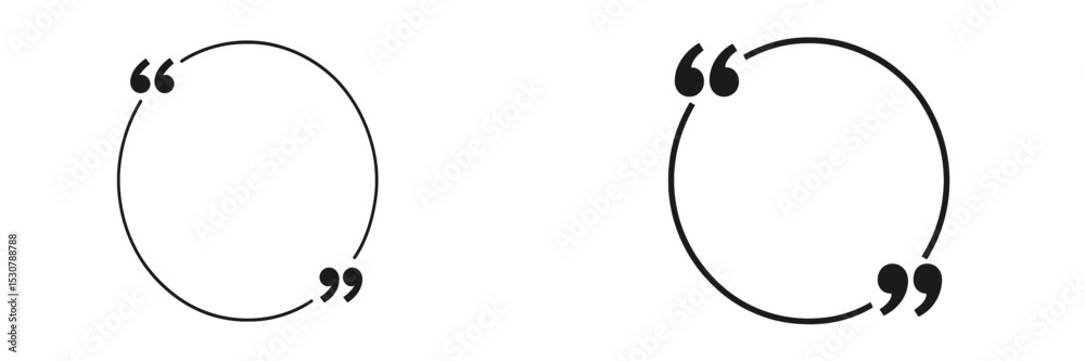 Aufkleber creative black quotation marks on a white background in a minimalistic design for graphic projects
