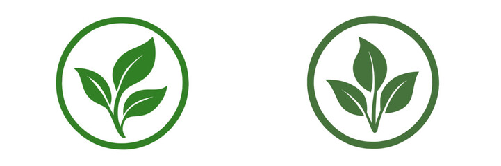 Green leaf symbols representing nature and sustainability in ecological design for branding or logos