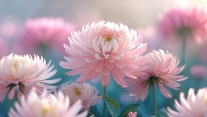 Fototapeta premium Chrysanthemum flowers in soft pastel color and blur style for background.