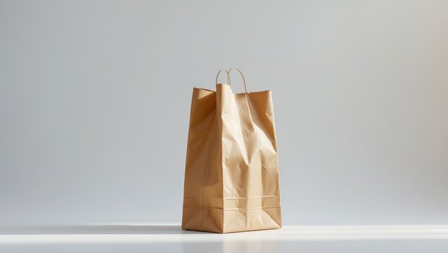Brown craft big paper bag packaging template isolated on white background. Packaging template mockup collection. Stand-up pouch front view package