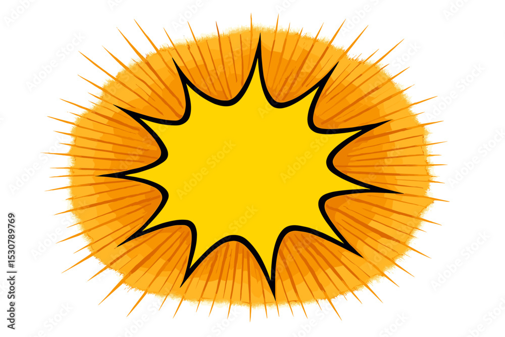 Poster bright explosive burst graphic with energetic rays creating a vibrant visual impact
