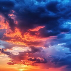 Fototapeta premium colorful sunset on a dramatic sky on a summer evening