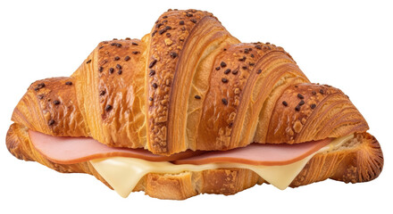 Isolated Croissant with Ham and Cheese