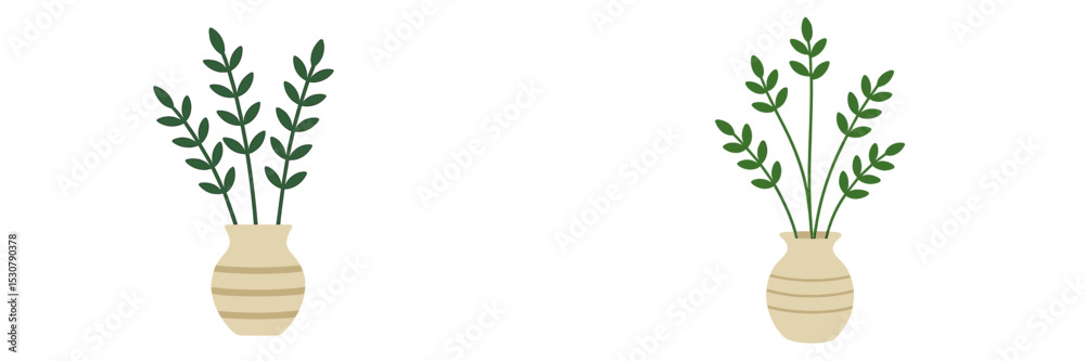 Poster decorative vases with greenery enhance a minimalist interior in a serene environment