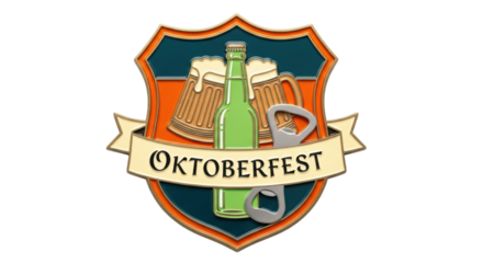 Isolated Oktoberfest Beer Bottle Badge