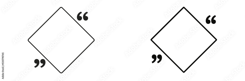 Poster Creative design featuring two diamond shapes with quotation marks for artistic text presentation in a minimalist style