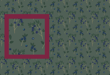 Summer leafy seamless wallpaper. Leaves and berry branches green pattern in provence natural forest style