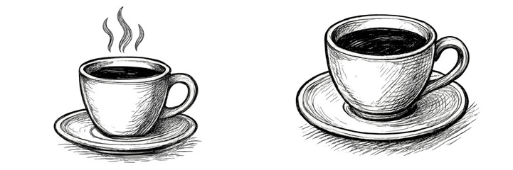 Black coffee served in a white cup on a small plate, showcasing simple elegance in a minimalist design